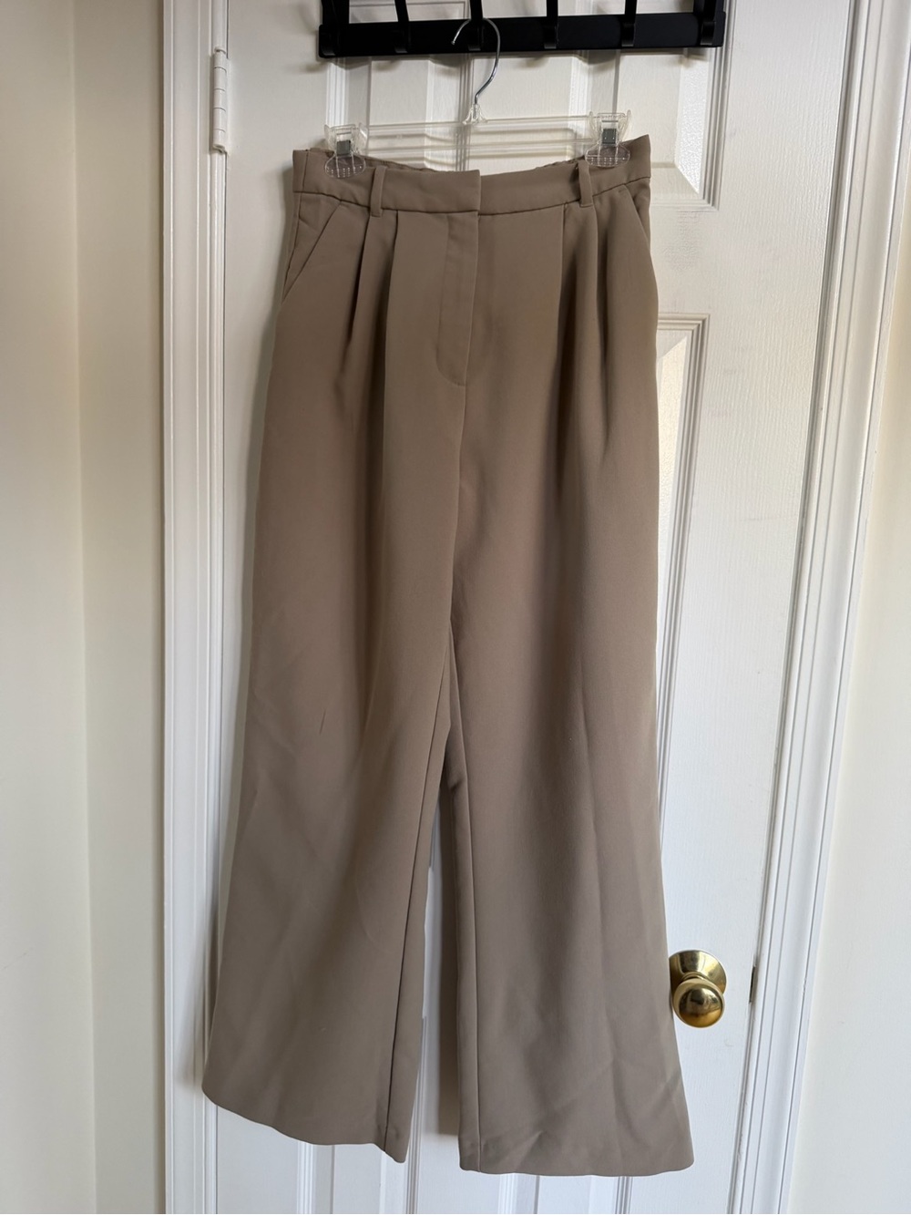 Abercrombie Sloane Curve Love Tailored Wide Leg Trouser Tan Size 28 / 6